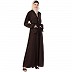 Front open abaya with black border- Coffee-Brown  Front open abaya with black border- Coffee-Brown